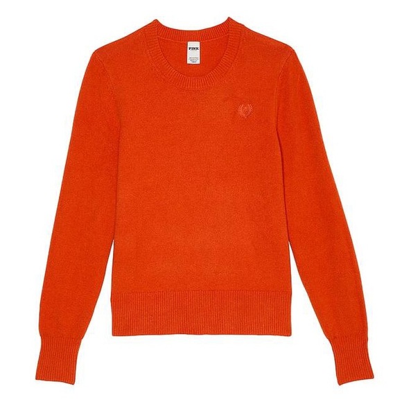 PINK Victoria’s Secret Orange Women’s Collegiate Knit Crewneck Sweater XXL - Picture 4 of 5